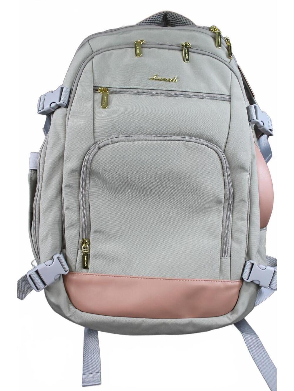 LOVEVOOK Travel Backpack Gray Pink Trim 40L Carry On Bag